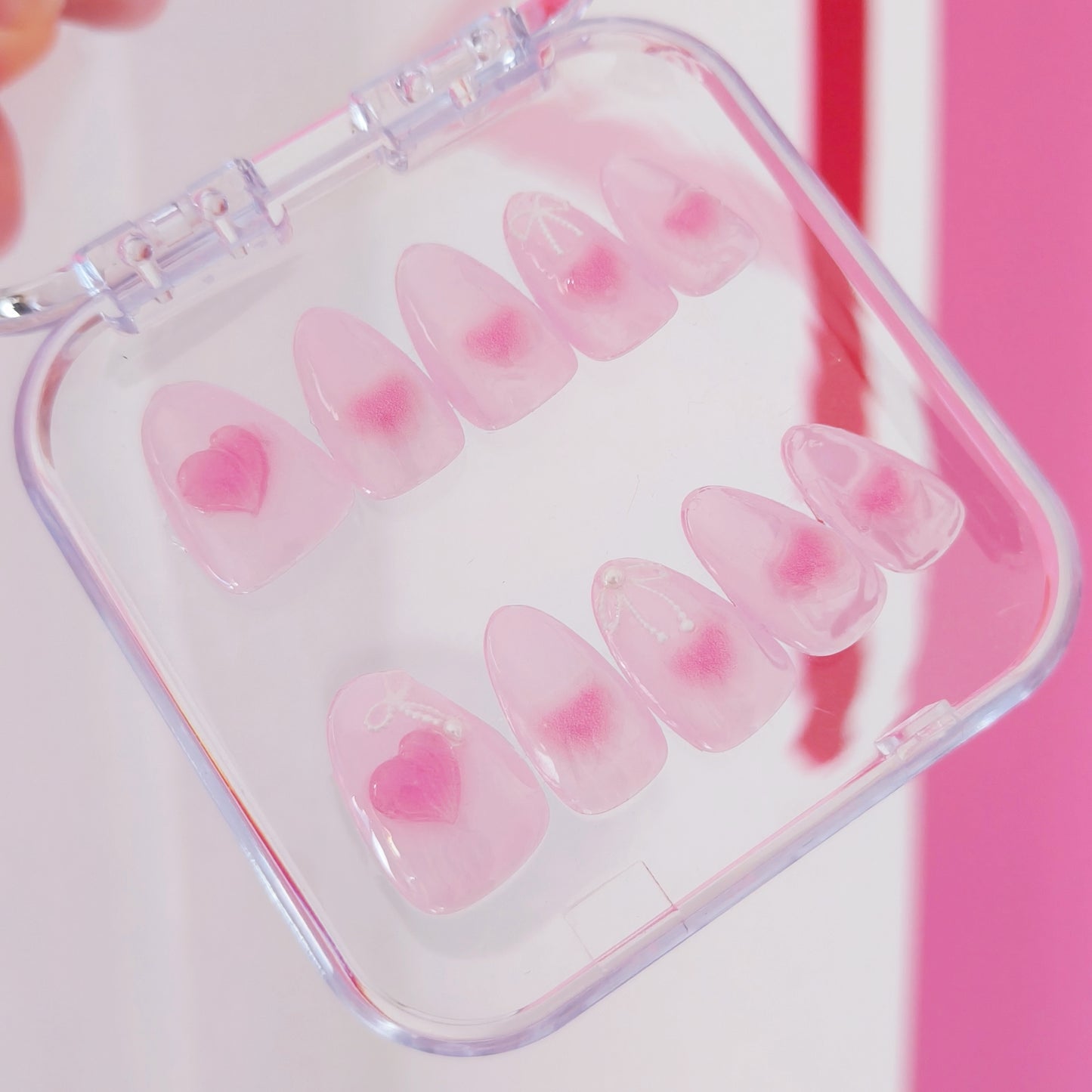 Jelly heart press on Nails